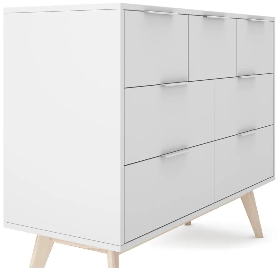 Бял нисък скрин с чекмеджета 120x83 cm Campus - Marckeric