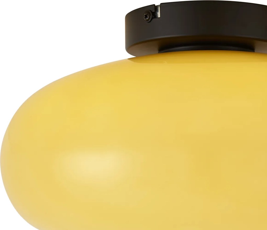 Retro Ceiling Lamp Black with Yellow Glass 30cm - Glaze