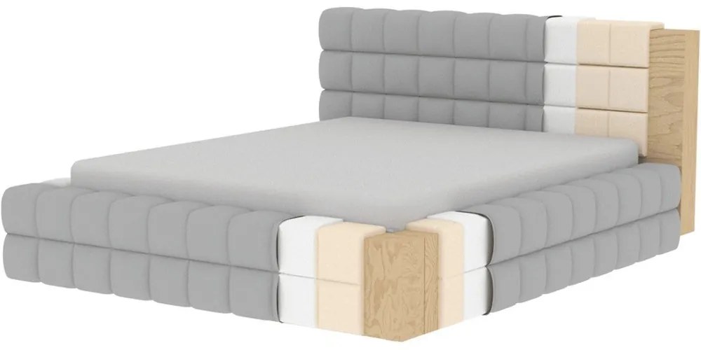 Бежово двойно легло 140x200 cm тапицирано с място за съхранение с включена подматрачна рамка Dizzle – ELTAP