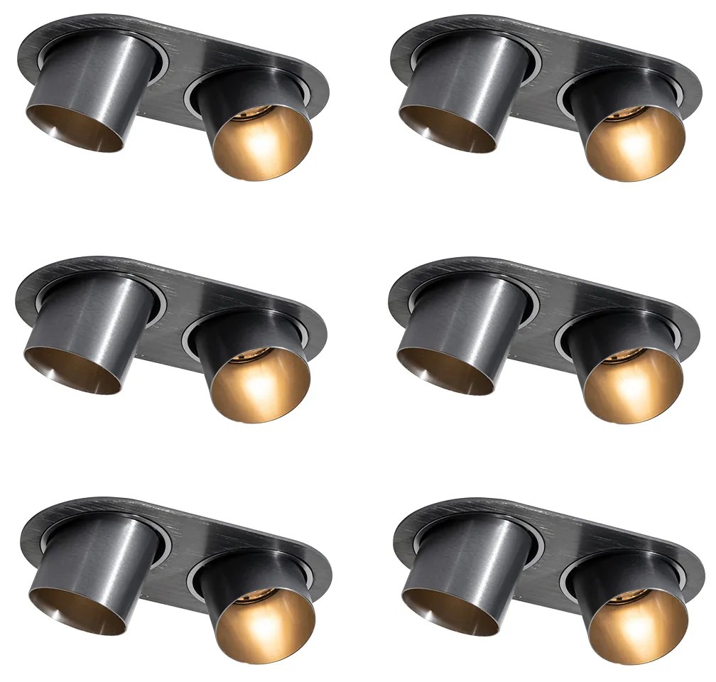 Комплект от 6 вградени спота Gunmetal GU10 50mm 2-Light - Installa
