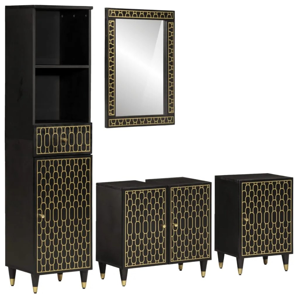 3206327 vidaXL Комплект мебели за баня, 4 части, масивна мангова дървесина