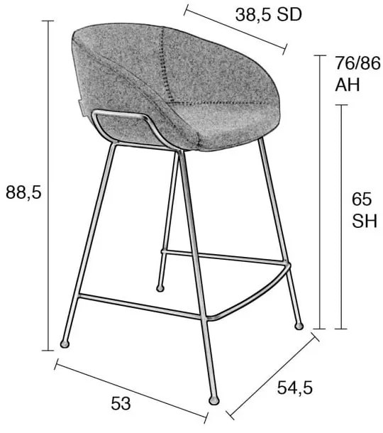 Комплект от 2 сиви бар столове , височина на седалката 65 cm Feston - Zuiver