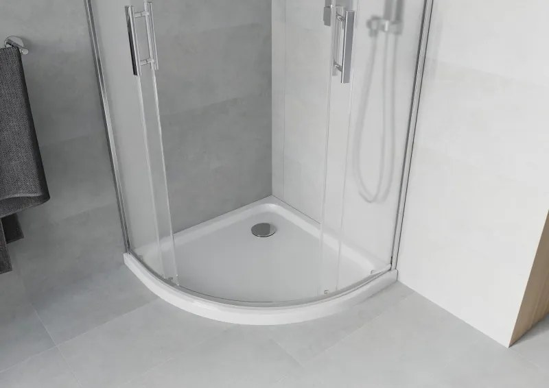 Mexen Rio кръгла душ кабина 80 x 80 см, мразовито стъкло, хром + подложка Flat,