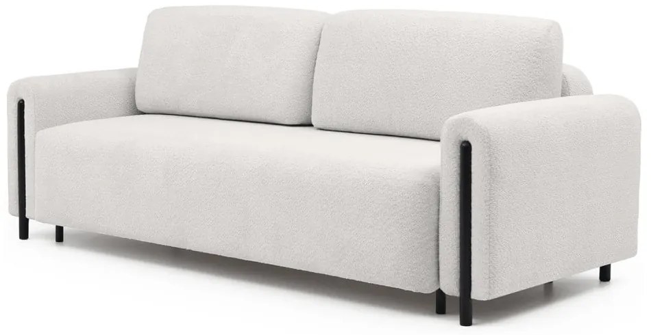 Кремав сгъваем/с място за съхранение диван от прежда с примки от букле 244 cm Arcadova – ELTAP