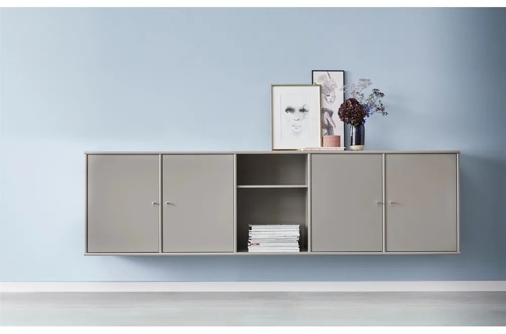 Сив нисък скрин с чекмеджета 220x61 cm Mistral - Hammel Furniture