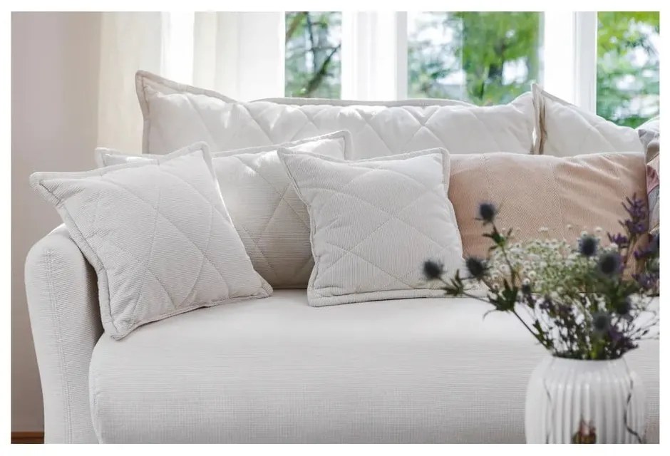 Бял сгъваем/с място за съхранение диван от рипсено кадифе 215 cm Bjork – Bonami Selection