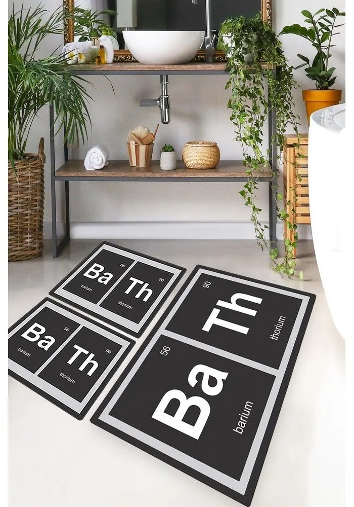 Черни килими за баня в комплект от 3 бр. 60x100 cm Barium – Foutastic