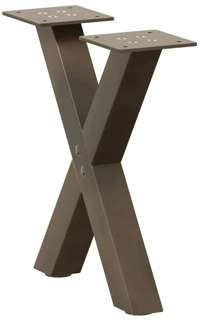 4012875 vidaXL Крака за масичка за кафе, X-образни, 2 бр., естествена стомана, 37 x (30-31) см, стомана