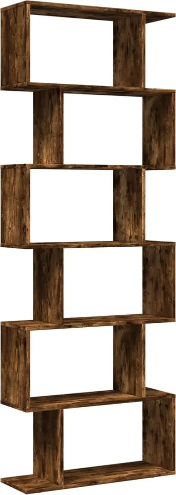 858088 vidaXL Разделител за стая / библиотека опушен дъб 6 нива 70x24x193 см