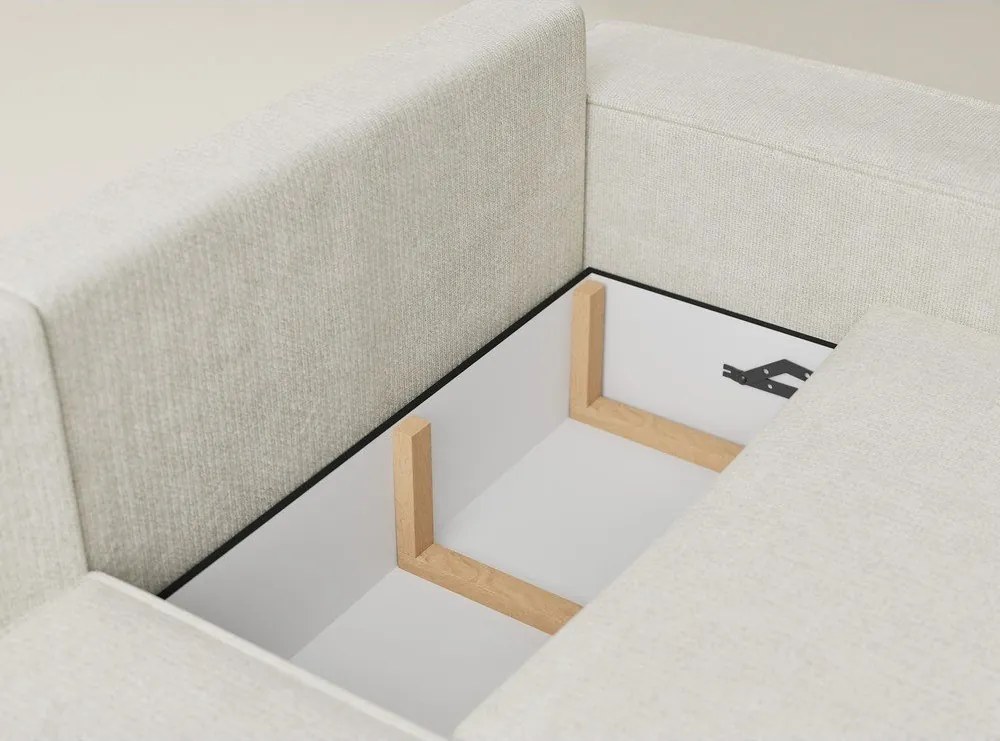Кремав шенилов сгъваем/с място за съхранение ъглов диван (ляв ъгъл/L форма) Tonga – Maison de Rêve