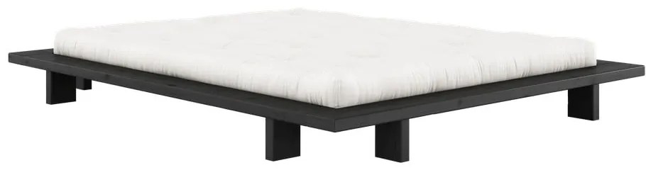 Черно двойно легло от борова дървесина с решетка 160x200 cm Japan - Karup Design