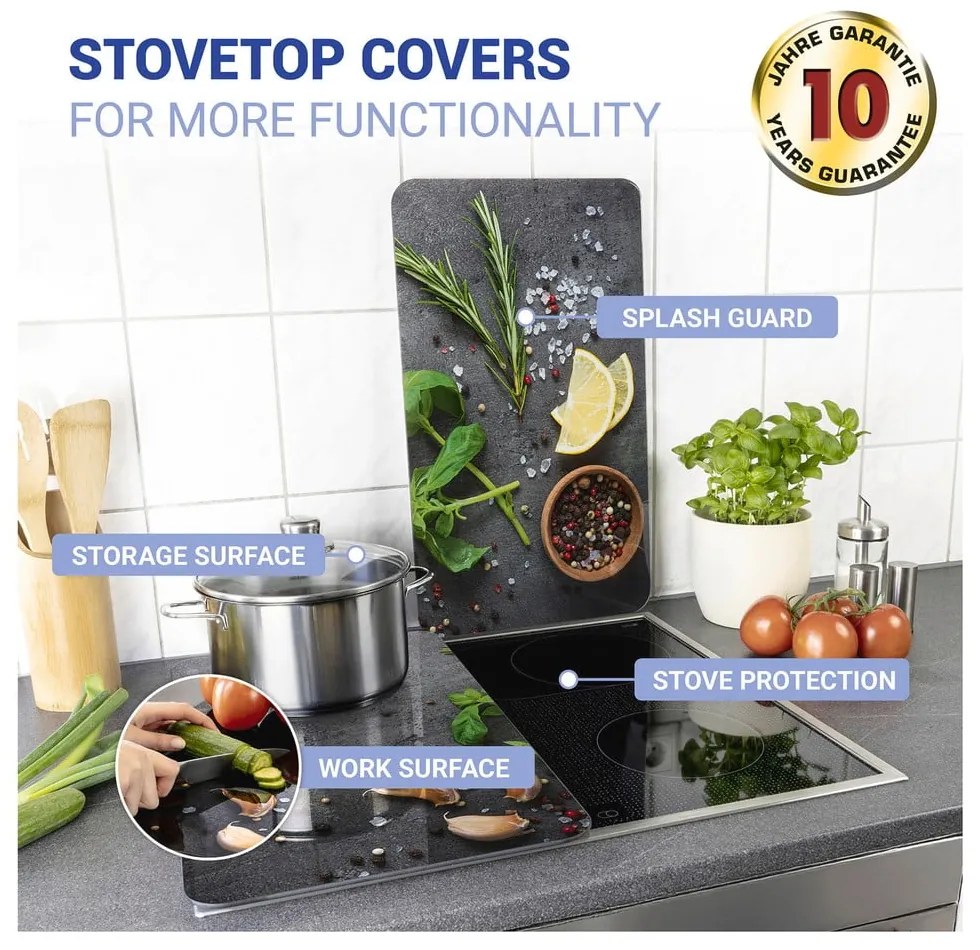 Комплект от 2 капака за печка от сиво стъкло Universal Herbs - Wenko