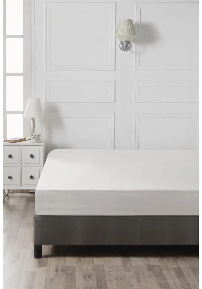 Бял чаршаф от еластичен памук 160x200 cm - Mijolnir