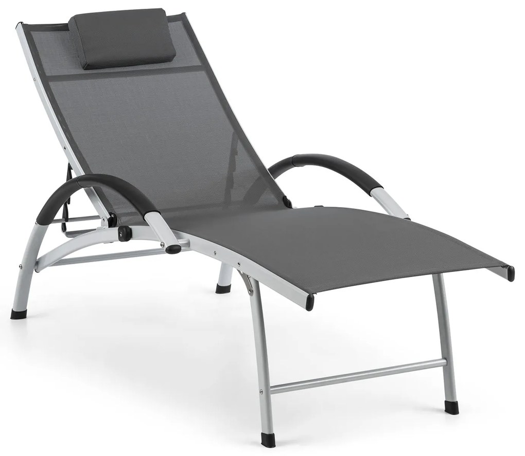 Blumfeldt Sun Valley, градински шезлонг, сгъваем, възглавница, сив