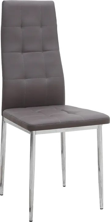 трапезен стол Rosa PU Leather в кафяв цвят с хромиран метален крак 41x48x98см.