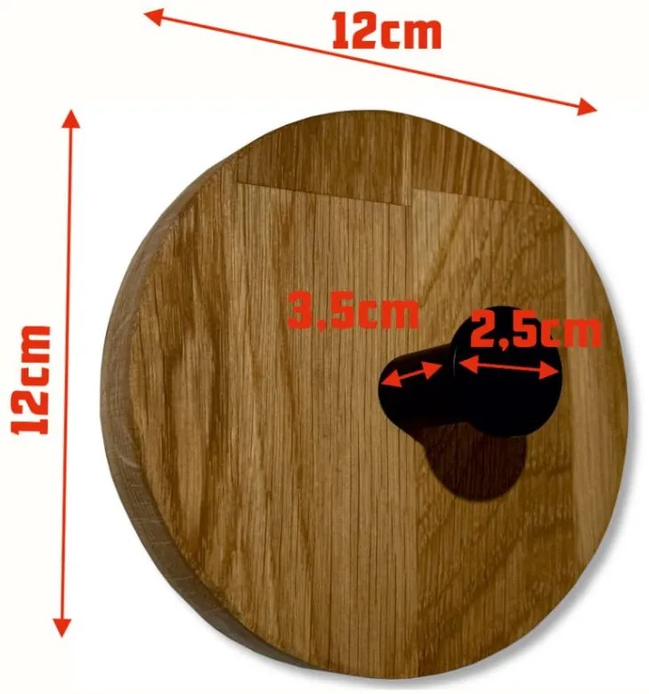 Стенна закачалка от масивна дъбова дървесина - 3 бр. Кръгъл