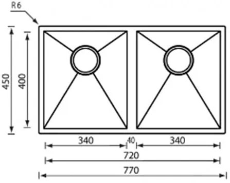 мивка Sanitec Filo Quadra 2V