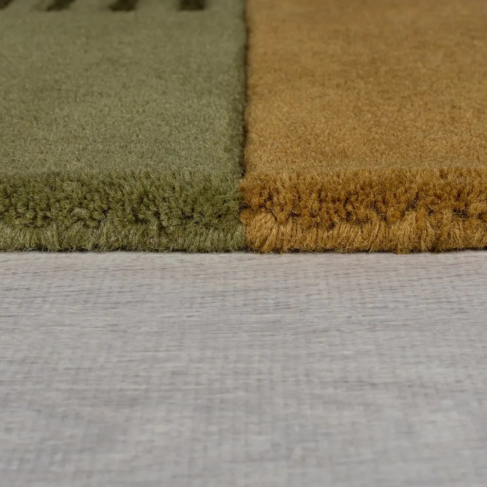 Зелен ръчно изработен вълнен килим 150x240 cm Lozenge – Flair Rugs
