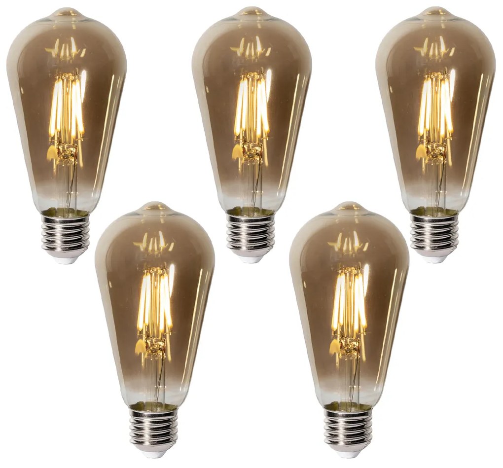 Комплект от 5 E27 димируеми LED крушки ST64 димно стъкло 5W 450 lm 2700K