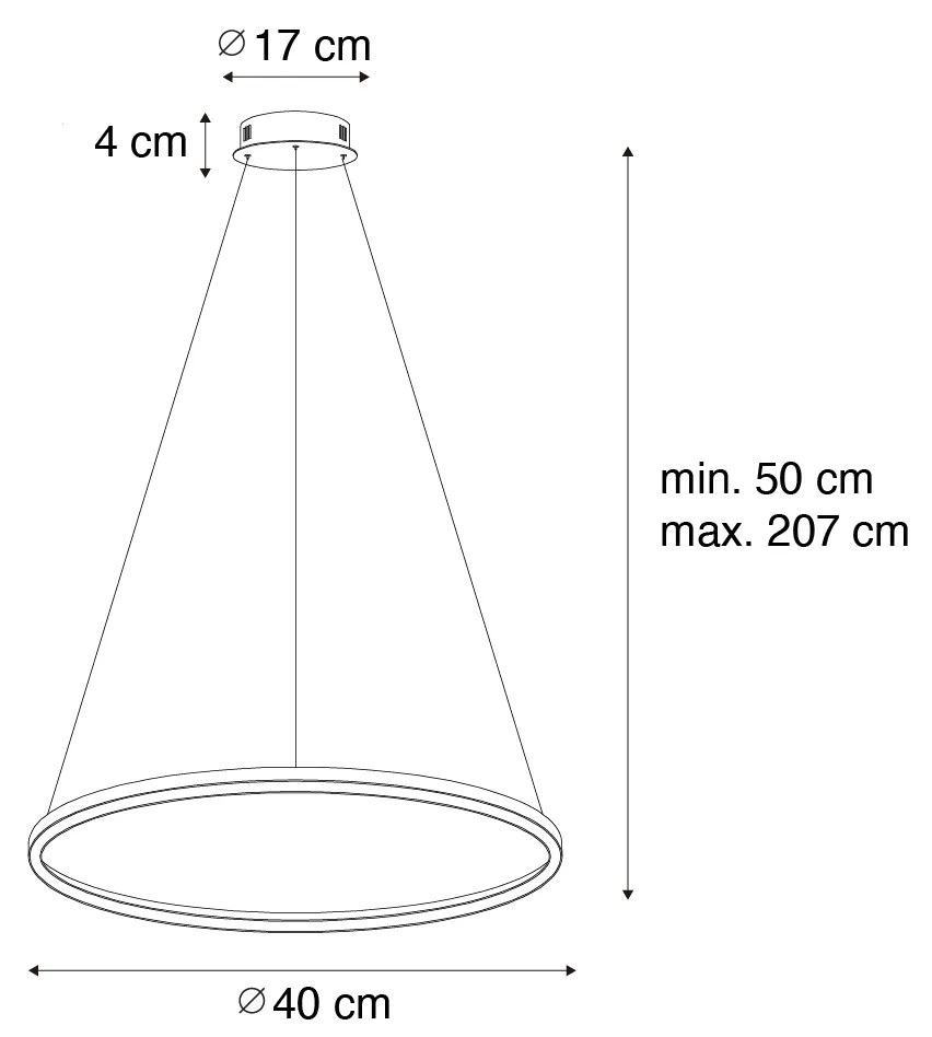 Висяща лампа бронз 40 см с LED 3-степенна димираща - Girello