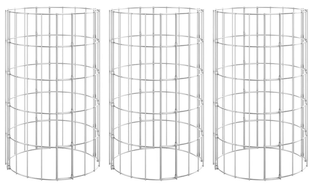 Габион кръгли повдигнати лехи 3 бр поцинкована стомана Ø30x50см