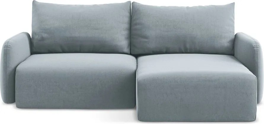 Син кадифен сгъваем/с място за съхранение ъглов диван (десен ъгъл) Kalena – Makamii