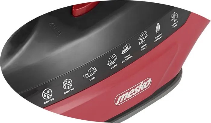 Втора ръка: Ютия Mesko MS 5031, 3000W, Керамика, Автоматично изключване, С-ма против варовик, Червен/черен