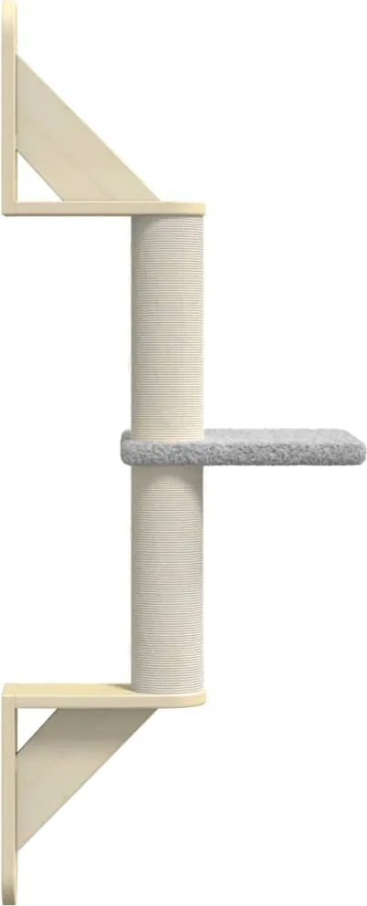 Котешко дърво за стенен монтаж с драскалка, светлосиво, 85,5 см