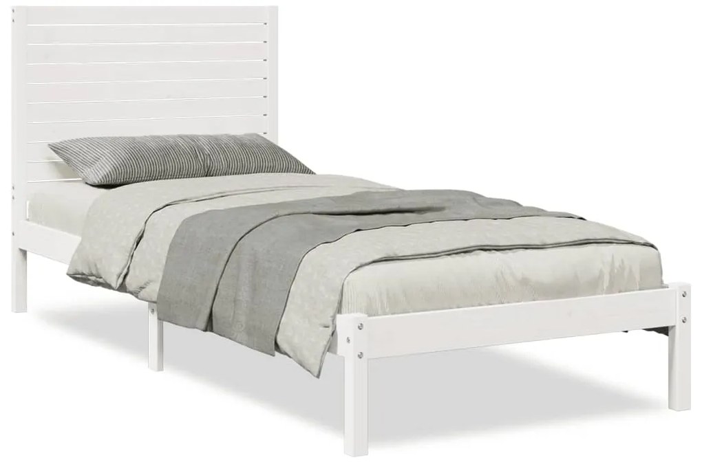 3309296 vidaXL Рамка за легло без матрак, бял, 90x210 см, масивна дървесина