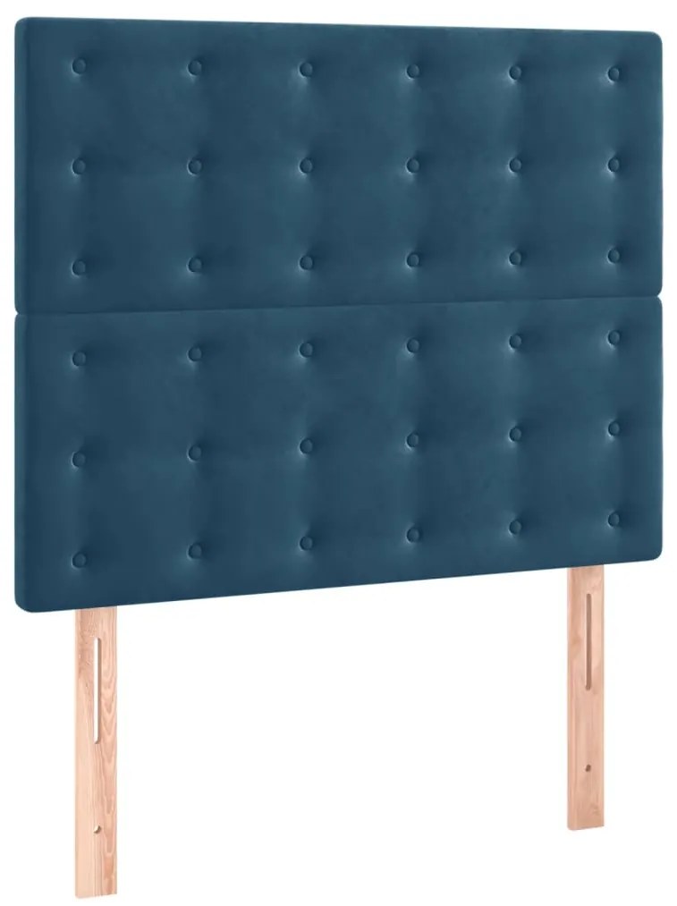 3116812 vidaXL Табла за легло, тъмносиня, 100x5x118/128 см, кадифе