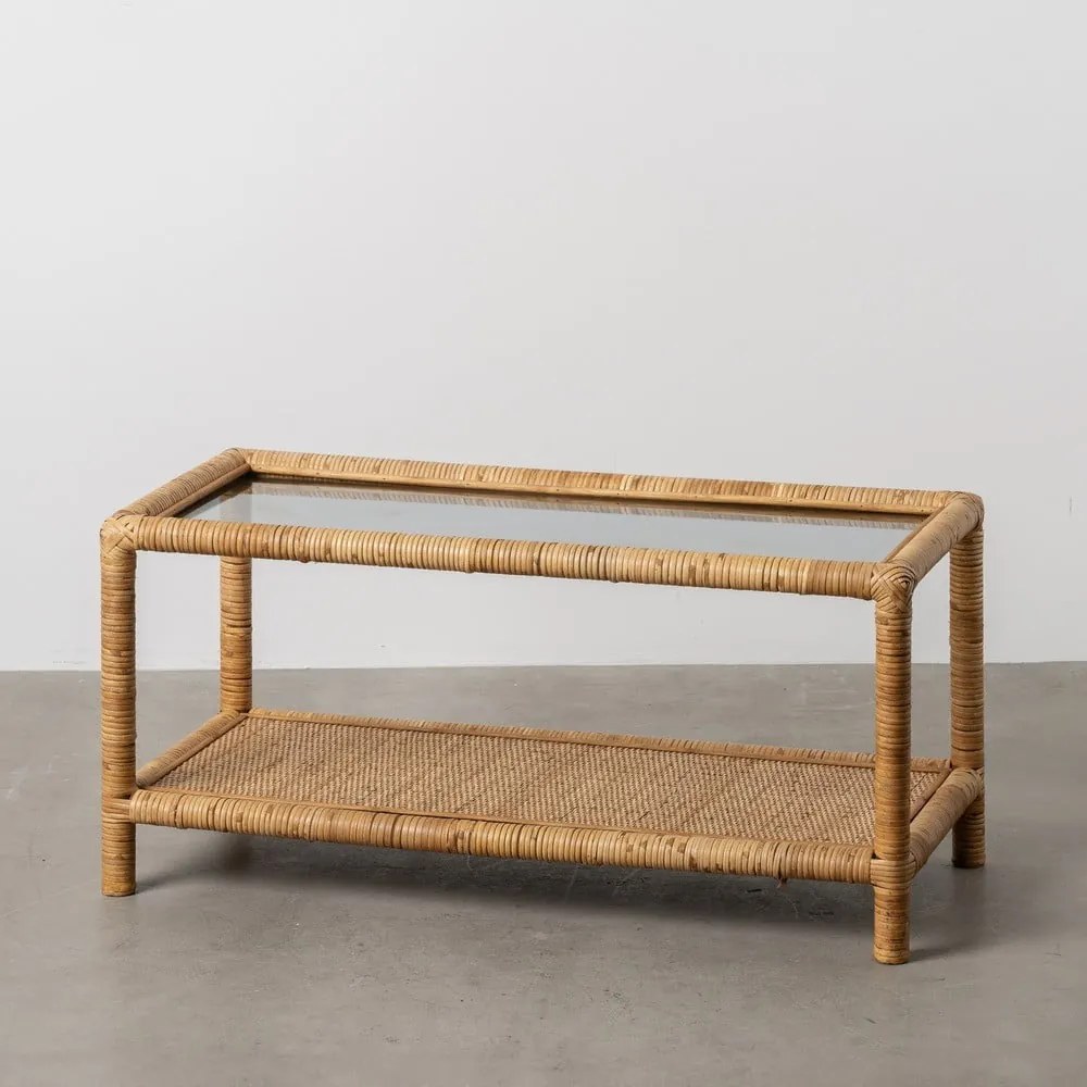 Масичка за кафе със стъклен плот в естествен цвят 40x90 cm – Ixia