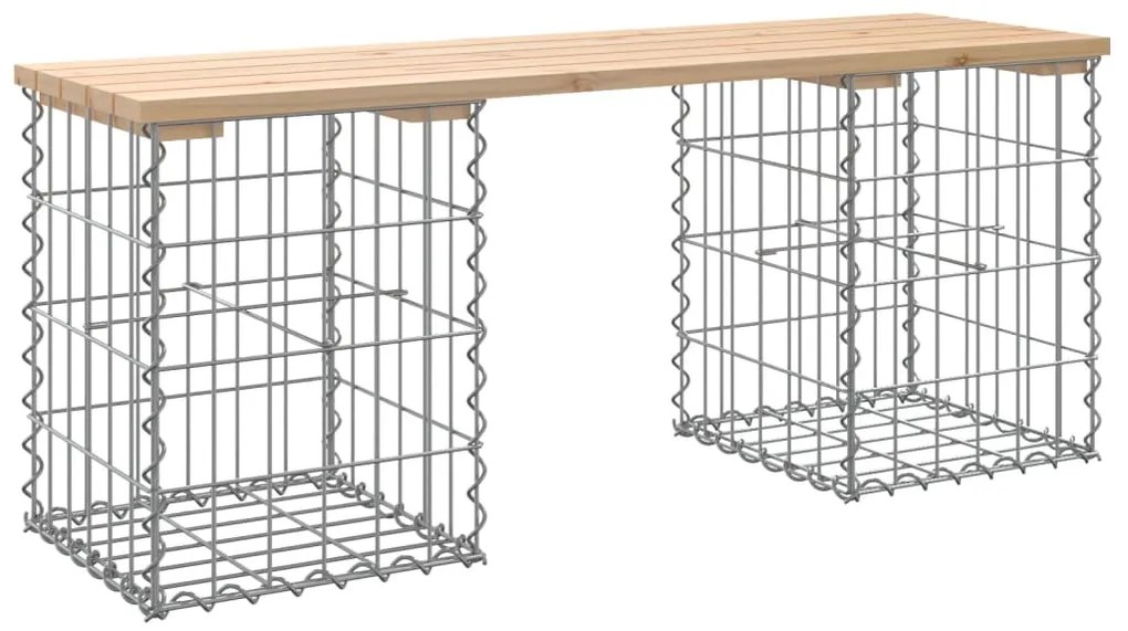 834329 vidaXL Градинска пейка габионен дизайн 103x31x42 см борово дърво масив