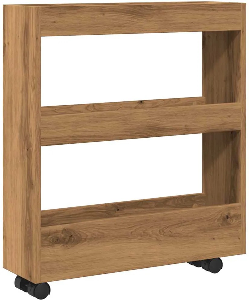 855249 vidaXL Тясна количка за съхранение 3 нива дъб артизан инженерно дърво