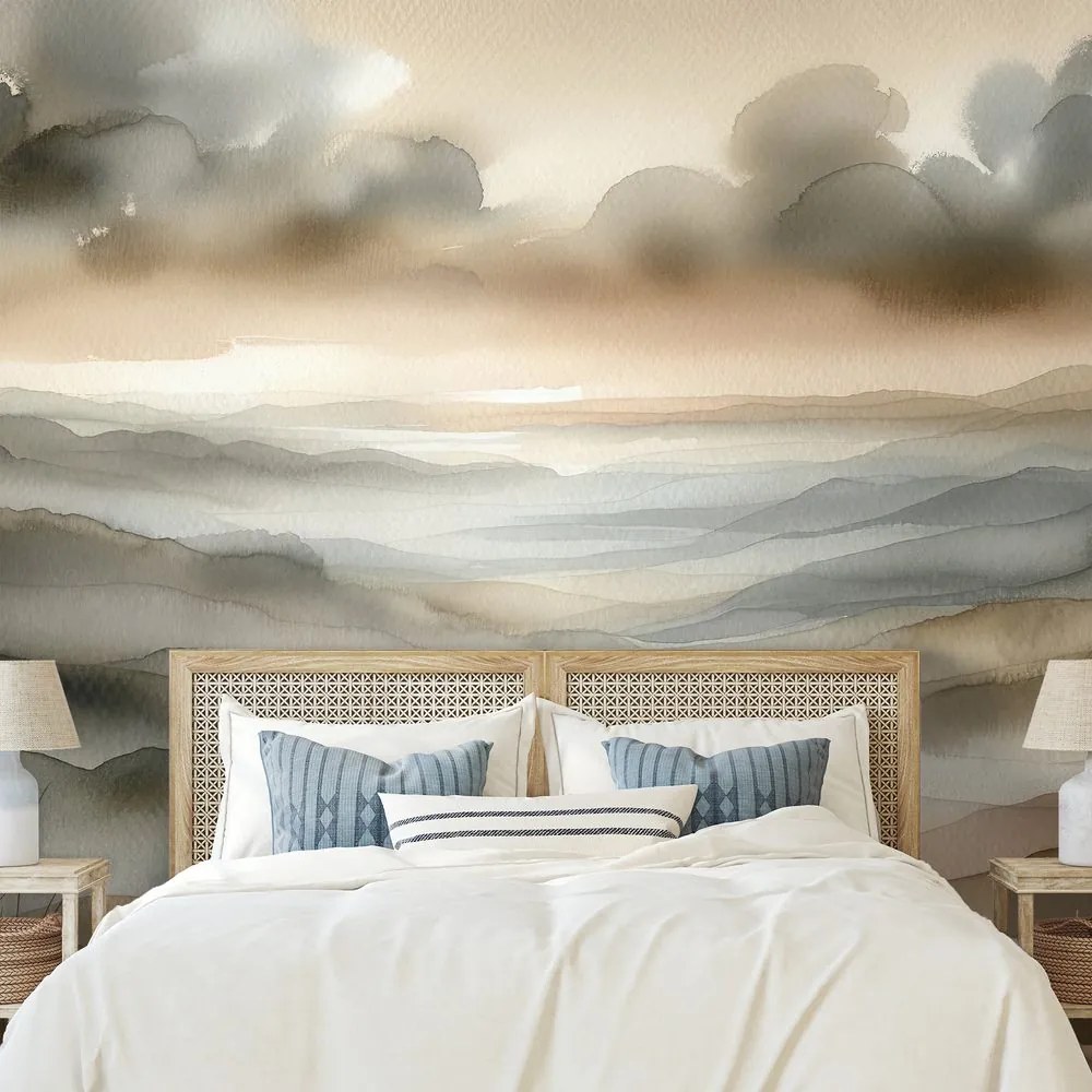 Тапет – Акварелен пейзаж в мъгла