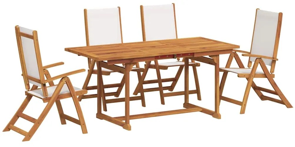 3279296 vidaXL Градински трапезен комплект, 5 части, акация масив и textilene
