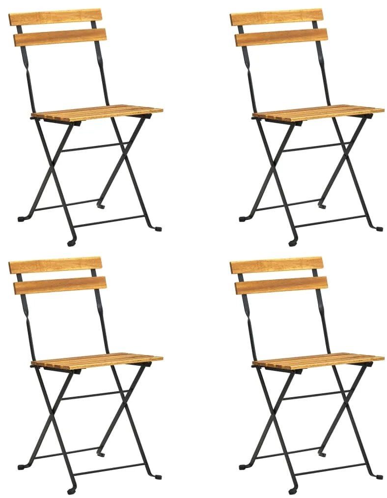 313161 vidaXL Сгъваеми бистро столове, 4 бр, акация масив