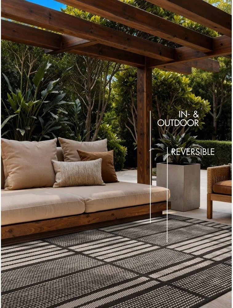 Черен/кремав килим за открито и закрито 120x170 cm Haringey Allington – Ted Baker