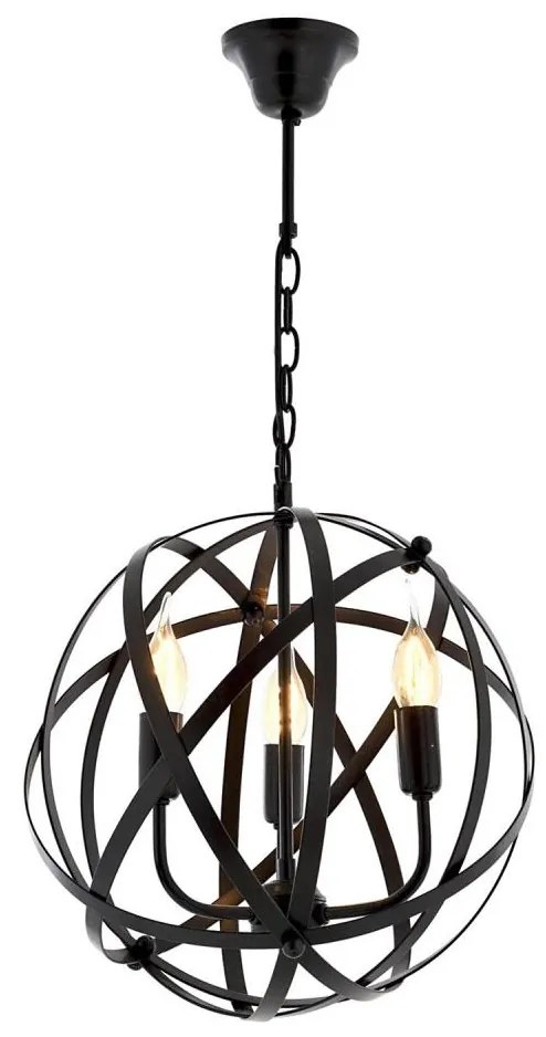 Полилей с верига IRONBALL 3xE27/40W/230V черен