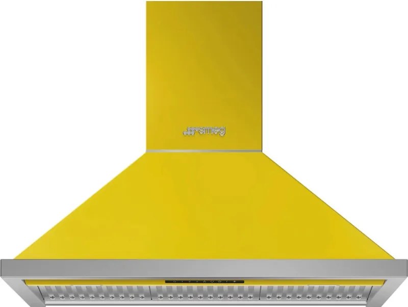 Абсорбатор SMEG Portofino KPF9YW, 275W, А+, 781 м3/ч, 3 скорости, 3 филтъра, Антивъзвръщателен клапан, Инокс, LED, Жълт