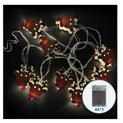 Aigostar - LED коледен гирлянд 20xLED/3xAA 3m, топла бяла, с елен