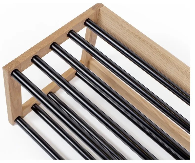 Черна/естествена метална етажерка за обувки - Woodman