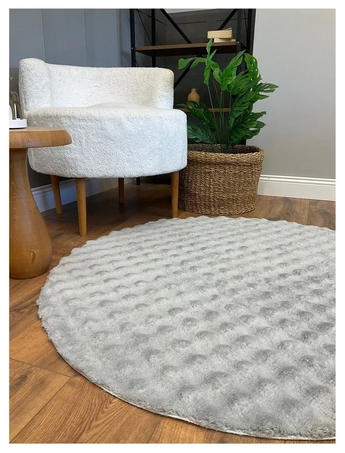 Сив кръгъл килим подходящ за пране ø 120 cm Bubbly – Oyo Concept