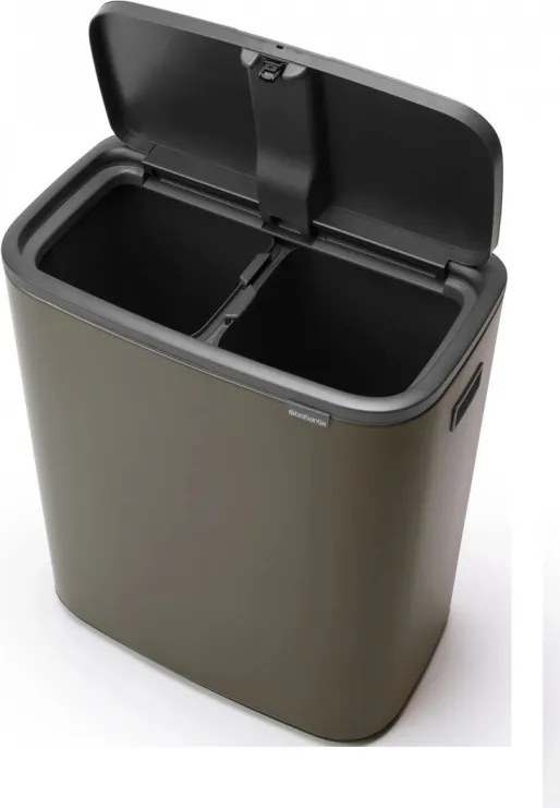 Кош за боклук Brabantia Bo Touch 1001271, 2x30 л, Плавно и безшумно отваряне, Голям отвор, Тъмносив
