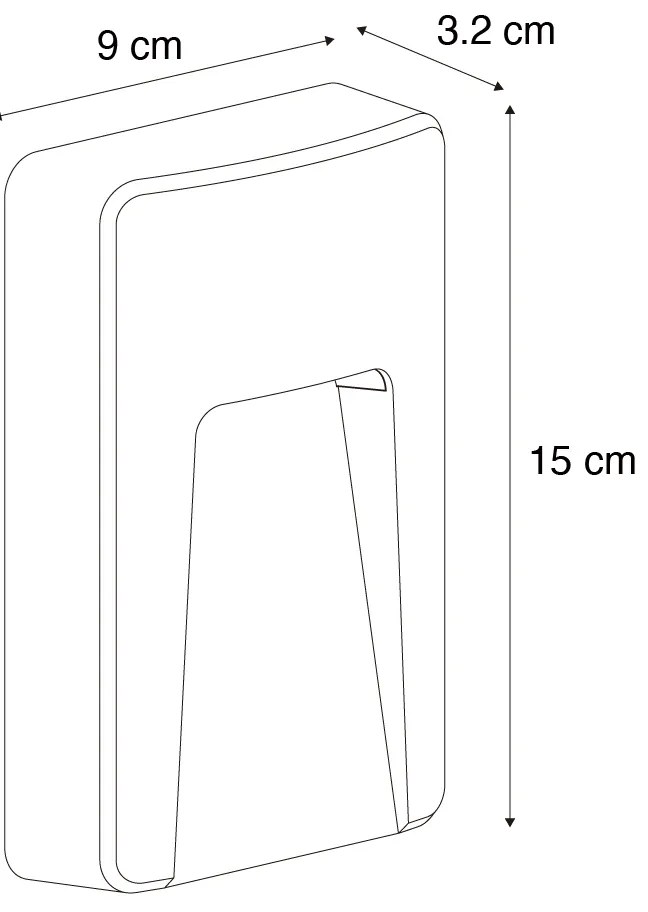 Комплект от 6 черни правоъгълни външни стенни лампи с LED IP65 - Gem