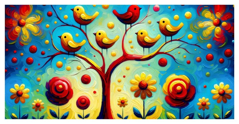 Картина на платно – Цветно дърво на живота