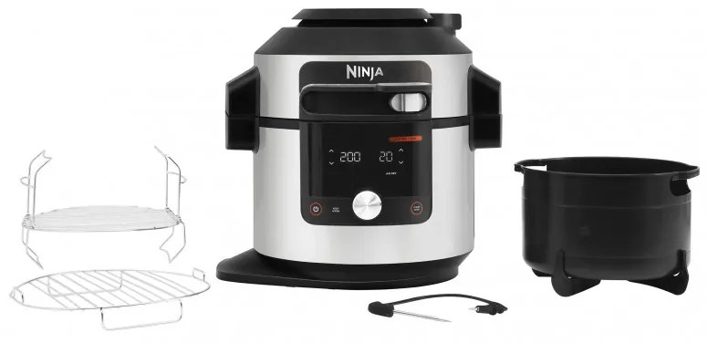 Мултикукър Ninja Foodi OL750EU, 1760W, 7.5 л, 3 режима, 14 програми, SmartLid, Инокс/Черен
