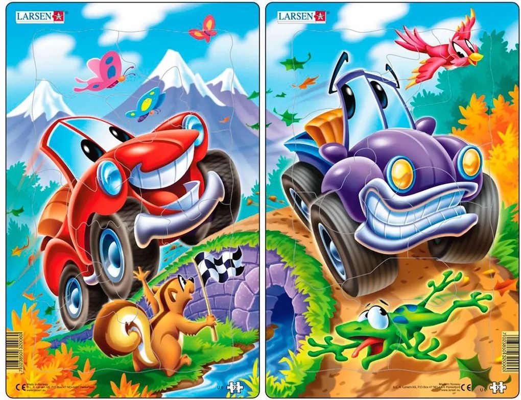 Larsen - Пъзел: Серия "Весели колички" – 12 части, среден