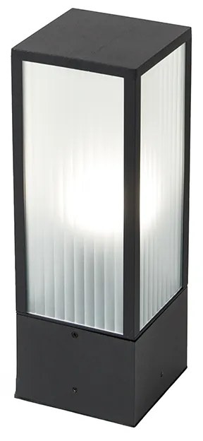 Умна външна подова лампа черна с оребрено стъкло 40 см вкл. WiFi A60 - Charlois