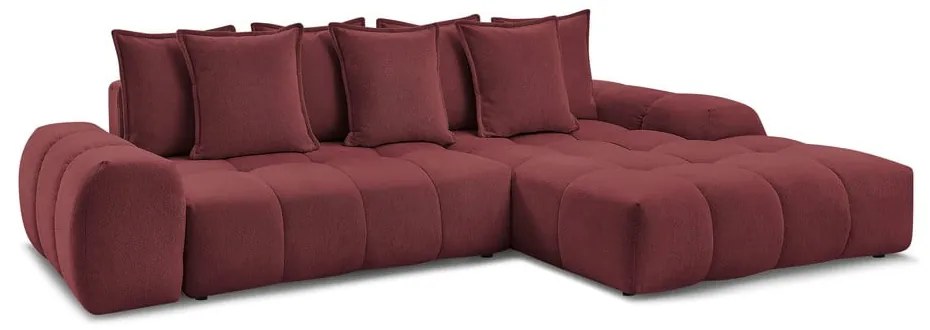 Бордо шенилов сгъваем/с място за съхранение ъглов диван (десен ъгъл) Everest – Bobochic Paris