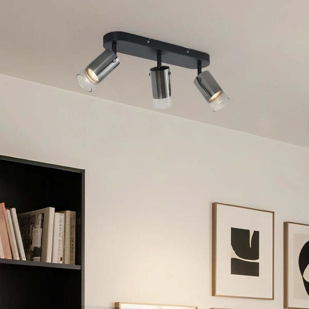 Модерен таванен прожектор Gunmetal 3-Lights въртящ се и регулируем - Drain